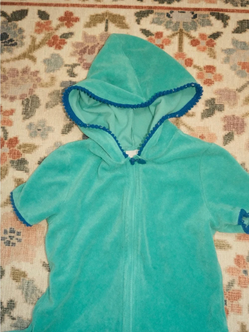 Cat & Jack Teal Hooded Ruffle Swim Cover-Up